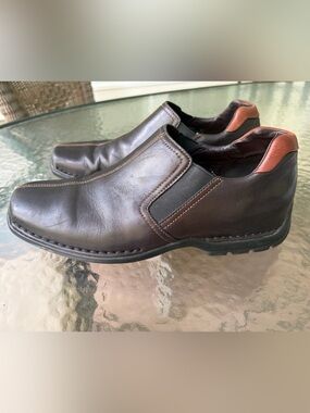 Cole Haan Mens 9M Black Leather loafers Slip On Square Toe CO7485 Preowned